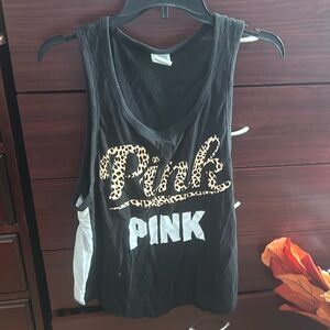 Pink cheetah logo tank top